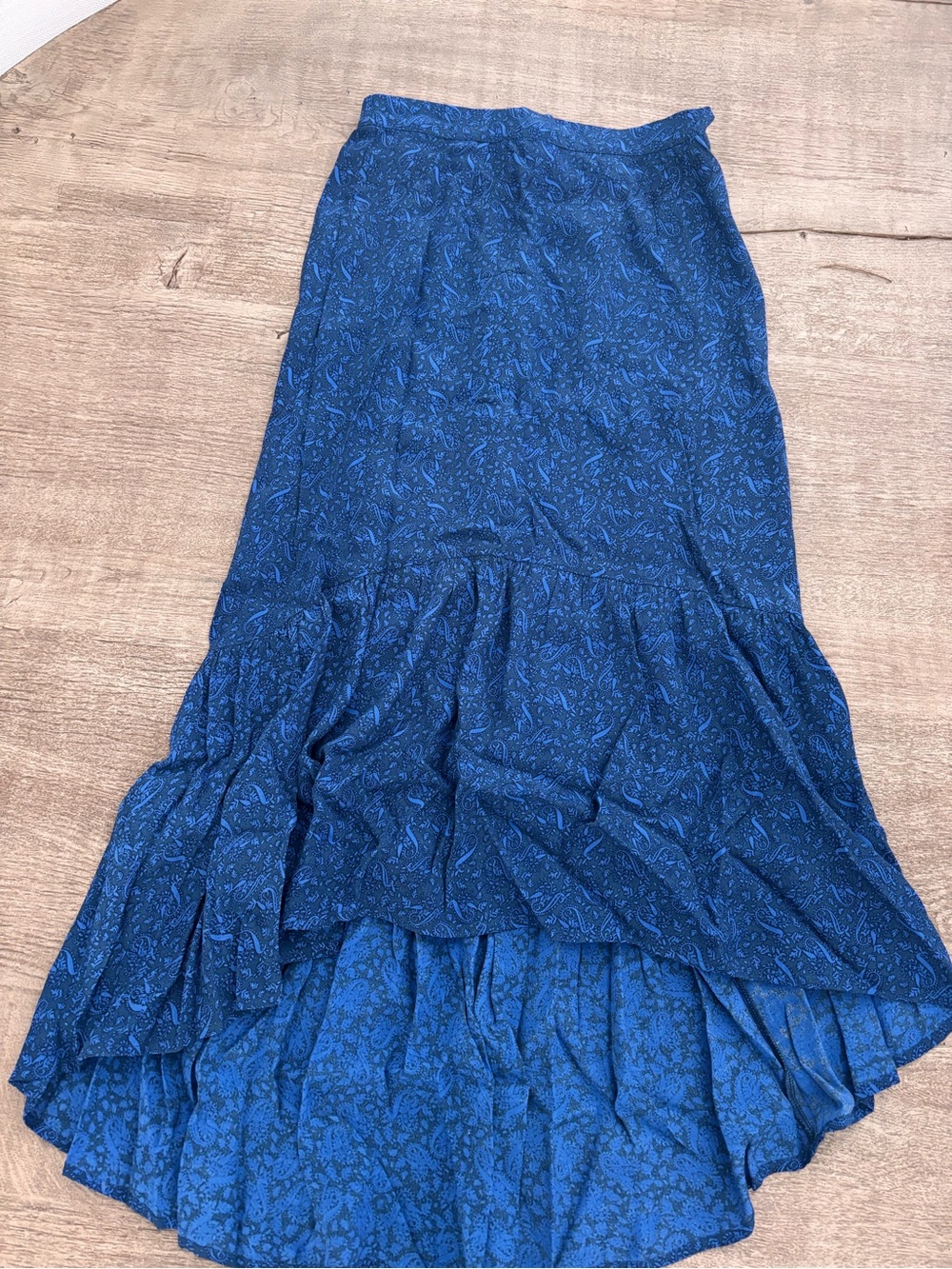 Women's Blue Paisley High-Low Maxi Skirt